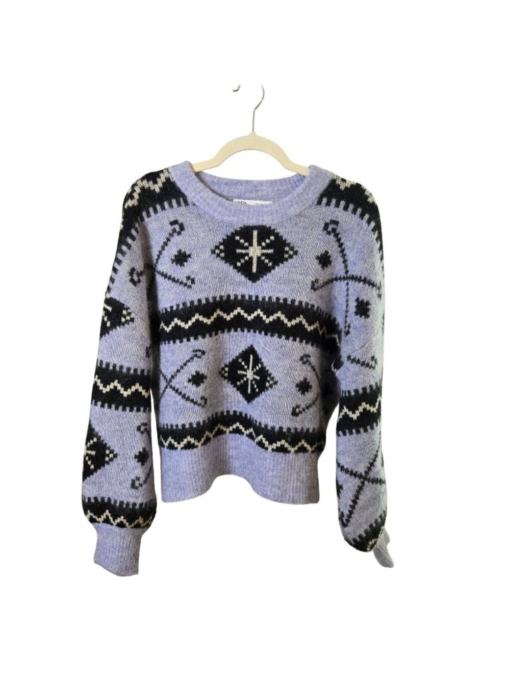 Zara Wool & Mohair Blend Crewneck Balloon Sleeve Sweater Size Medium